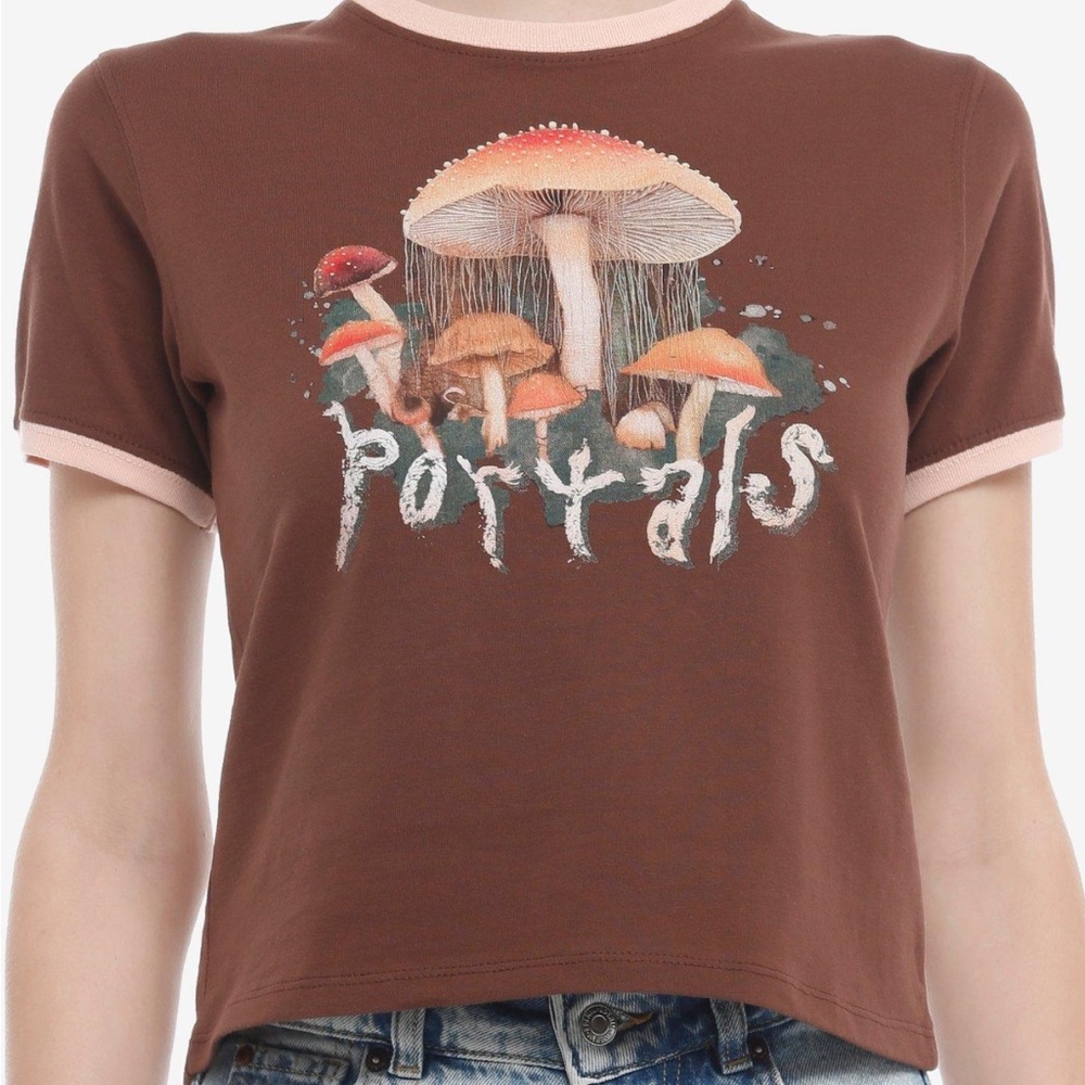 Others Follow Brown Pink Crop Graphic Tee